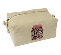 Azeeda 'Love Lives Here' Canvas Wash Bag/Makeup Case (CS00050713)