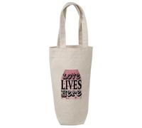 Azeeda 'Love Lives Here' Cotton Wine Bottle Gift/Travel Bag (BL00047922)