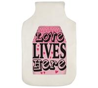 Azeeda 'Love Lives Here' Hot Water Bottle Cover (HW00047855)