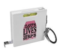 Azeeda 'Love Lives Here' Keyring Tape Measure/Spirit Level Tool (KM00049989)