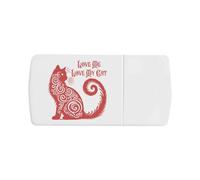 Azeeda 'Love Me Love My Cat' Pill Box with Tablet Splitter (PI00036936)