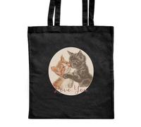 Azeeda 'Love You Two Kittens' Classic Black Tote Shopper Bag (ZB00024319)
