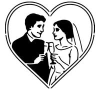 Azeeda 'Loved Up Bride & Groom' Reusable Stencil - Durable Decorative Template for Painting and Spraying on Walls, Tiles, Wood, Fabric & Craft Projects - S (A6) (WS00070892)