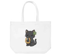 Azeeda ' Lucky Black Cat with Horseshoe' Tote Shopping Bag For Life (BG00084193)