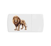 Azeeda 'Majestic Lion' Pill Box with Tablet Splitter (PI00039437)