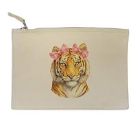Azeeda 'Majestic Tiger with Pink Bows' Canvas Clutch Bag/Accessory Case (CL00052991)
