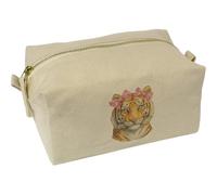 Azeeda 'Majestic Tiger with Pink Bows' Canvas Wash Bag/Makeup Case (CS00052769)