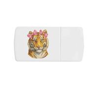 Azeeda 'Majestic Tiger with Pink Bows' Pill Box with Tablet Splitter (PI00043404)