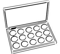 Azeeda 'Makeup Eyeshadow Palette' Reusable Stencil - Durable Decorative Template for Painting and Spraying on Walls, Tiles, Wood, Fabric & Craft Projects - L (A4) (WS00061177)