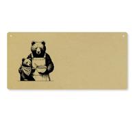 Azeeda 'Mama Bear With Porridge' Large Wooden Wall Plaque/Door Sign (DP00072119)