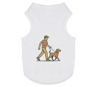 Azeeda 'Man And Dog Walking' Pet Dog/Cat T-Shirt, L (PT00160647)