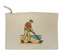 Azeeda 'Man Metal Detecting' Canvas Clutch Bag/Accessory Case (CL00046333)