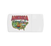 Azeeda 'Map of America' Pill Box with Tablet Splitter (PI00035409)