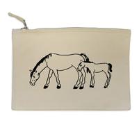 Azeeda 'Mare and Foal Horses' Canvas Clutch Bag/Accessory Case (CL00046838)