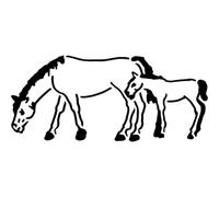 Azeeda 'Mare and Foal Horses' Reusable Stencil - Durable Decorative Template for Painting and Spraying on Walls, Tiles, Wood, Fabric & Craft Projects - XL (A3) (WS00080903)