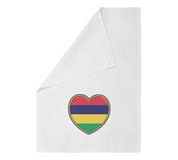 Azeeda 'Mauritius Flag Heart' Cotton Tea Towel - White (TW00031396)