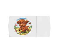 Azeeda 'Meadow Highland Cow' Pill Box with Splitter (PI00044209)