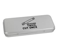 Azeeda 'Measure Twice Cut Once' Metal Hinged Stationery Tin/Storage Box (TT00301192)