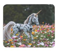 Azeeda 'Mechanical Unicorn in Field of Flowers' Mouse Mat/Desk Pad (MO00045414)