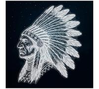 Azeeda Medium 210mm 'Native American Chief Side View' Clear Static Window Cling Sticker/Decal (White) (WC00177270)