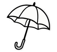 Azeeda Medium 210mm 'Simple Open Umbrella' Clear Static Window Cling Sticker/Decal (Black) (WC00134458)