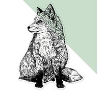 Azeeda Medium 210mm 'Sitting Fox' Clear Static Window Cling Sticker/Decal (Black) (WC00044849)