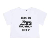 Azeeda Medium 'Here to Help Vehicle' Adult's Cotton Crop Top (CO00164586) White