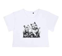 Azeeda Medium 'Westie Dog with Flowers' Adult's Cotton Crop Top (CO00152666) White