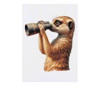 Azeeda 'Meerkat Looking Through Binoculars' Temporary Tattoo - Water Resistant, Skin-Safe, Non-Toxic Transfer (TO00095831)