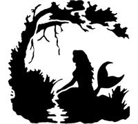 Azeeda 'Mermaid Silhouette with Tree' Reusable Stencil - Durable Decorative Template for Painting and Spraying on Walls, Tiles, Wood, Fabric & Craft Projects - L (A4) (WS00055819)