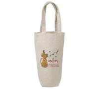 Azeeda 'Merry Christmas Cat' Cotton Wine Bottle Gift/Travel Bag (BL00045881)