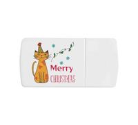 Azeeda 'Merry Christmas Cat' Pill Box with Tablet Splitter (PI00039291)