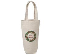 Azeeda 'Merry Christmas Wreath' Cotton Wine Bottle Gift/Travel Bag (BL00045907)