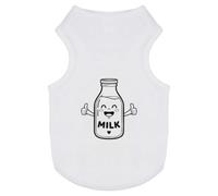 Azeeda 'Milk Bottle Thumbs Up' Pet T-Shirt - White, L (PT00196271)