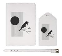 Azeeda 'Minimalistic Bird & Moon' Passport Travel Set - White (PA00030481)