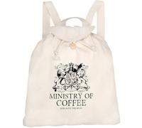 Azeeda 'Ministry Of Coffee' Canvas Rucksack/Backpack (RK00048167) | Drawstring Day Bag for School, Travel, Books and Outdoor Use