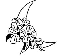 Azeeda 'Moon & Flowers' Reusable Stencil - Durable Decorative Template for Painting and Spraying on Walls, Tiles, Wood, Fabric & Craft Projects - M (A5) (WS00063142)