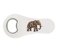 Azeeda 'Mosaic Elephant' Magnetic Bottle Opener (BO00110547) | Fridge Magnet / Flat Bar Tool for Beer, Soft Drinks and Home Bars