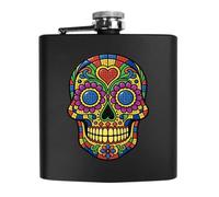 Azeeda 'Mosaic Sugar Skull' Pocket Hip Flask - 6oz (HP00050332) | 170ml Stainless Steel Drinks Flask for Travel, Weddings and Gifts