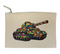 Azeeda 'Mosaic Tank' Canvas Zip Clutch Bag (CL00056942) | Accessory Case / Makeup Pouch for Travel, Handbags and Gifts