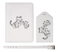 Azeeda 'Mother Tiger & Cub' Passport Travel Set - White (PA00046228)