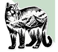 Azeeda 'Mountain Lion Standing' Premium Vinyl Decal Sticker - Waterproof, Durable & Easy to Apply - Ideal for Cars, Windows, Bins and More - 720mm (XXL) (DW00170158)