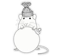 Azeeda 'Mouse with Woolly Hat Holding a Bauble' Clear Premium Vinyl Decal Stickers - Waterproof, Durable & Easy to Apply - for Car Bumpers, Windows, Bins & More - XXL (720mm) (DC00158210)