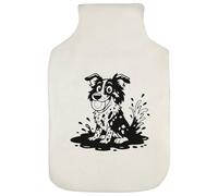 Azeeda 'Muddy Border Collie' Hot Water Bottle Cover (HW00050529)