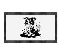 Azeeda 'Muddy Border Collie' Pet Feeding Mat (PM00038906)