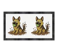Azeeda 'Muddy German Shepherd' Pet Feeding Mat (PM00038912)