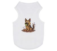 Azeeda 'Muddy German Shepherd' Pet T-Shirt - White, M (PT00190502)