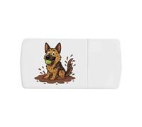 Azeeda 'Muddy German Shepherd' Pill Box with Tablet Splitter (PI00044028)