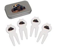 Azeeda 'Muddy Monster Truck' Golf Divot Tool/Repair Fork Gift Set (GO00097138)
