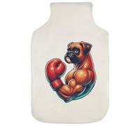 Azeeda 'Muscle Boxer Dog' Hot Water Bottle Cover (HW00053408) | Soft Fabric Case for Bedtime, Winter Warmth, Home and Gifts